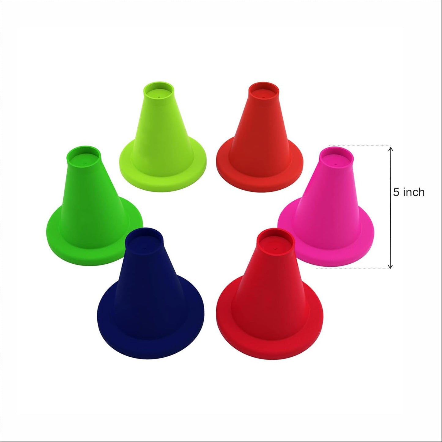 SLG Cricket Batting Practice Tee Pack of 6 – Multicolor Training Cones Made with Durable TPR Material for Cricket Batting Practice