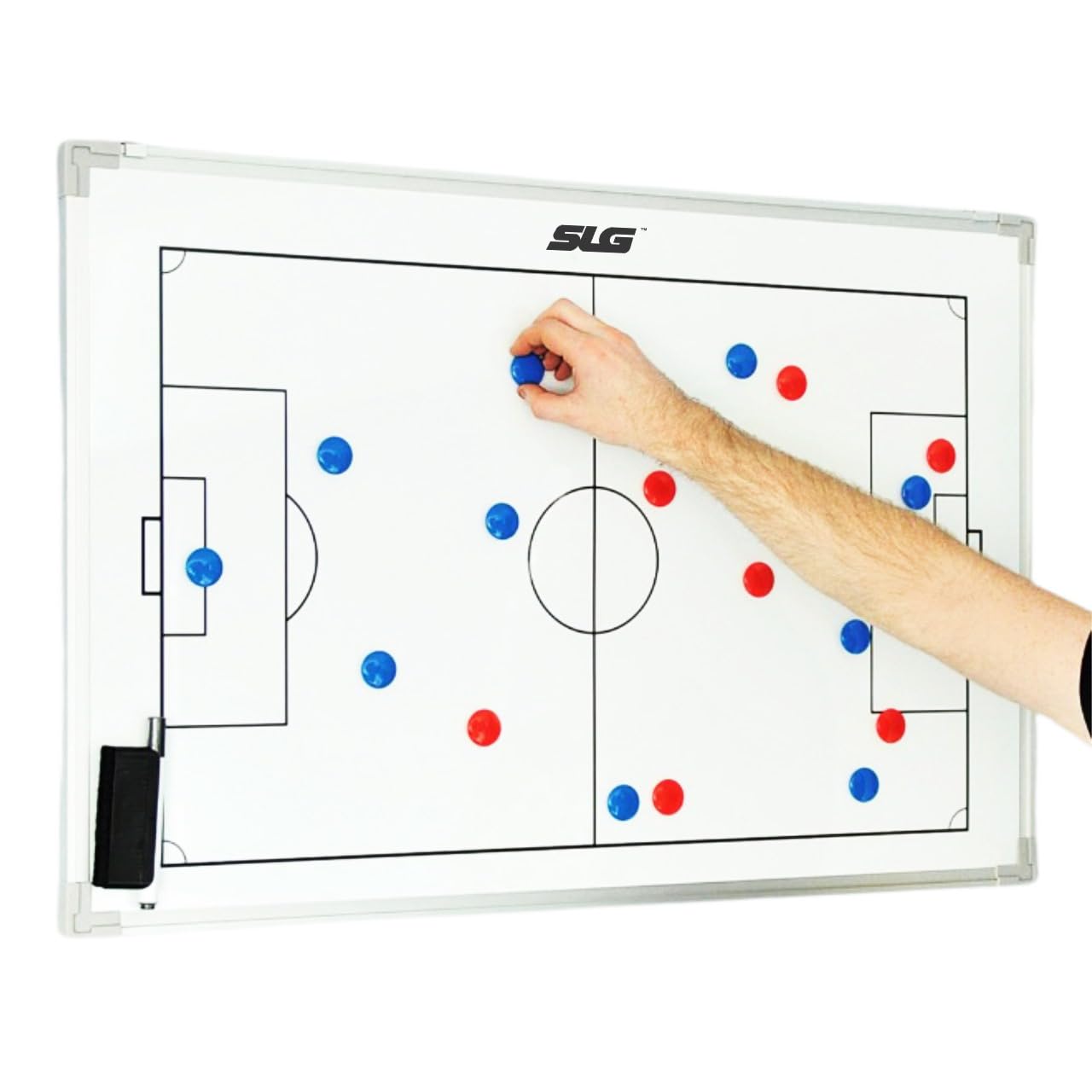 SLG | Soccer Coaching Tactical Board – 45x60 cm – Magnetic Dry Erase Board with Accessories – Aluminum Frame with Plastic Corners – White Finish (45x60cm)