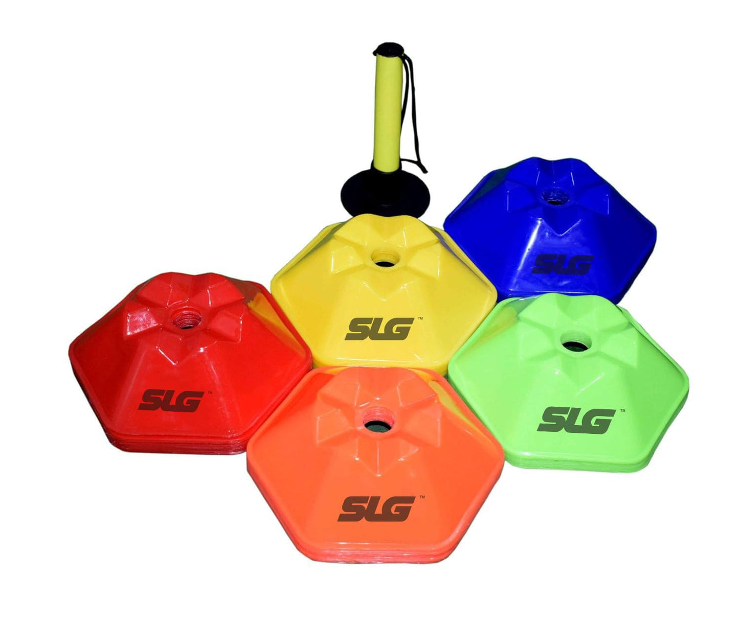 SLG Hexa Saucer Cone |Colour :Multicolor|Material:PVC|Packof 25