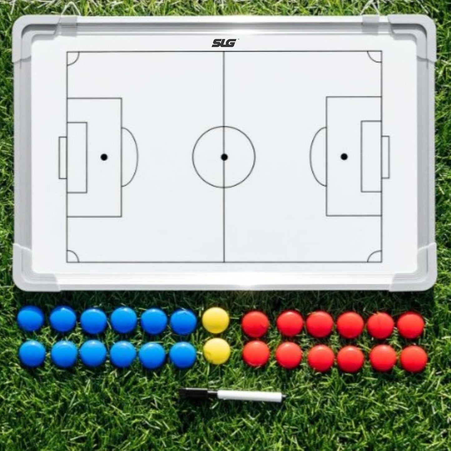 SLG | Soccer Coaching Tactical Board – 45x60 cm – Magnetic Dry Erase Board with Accessories – Aluminum Frame with Plastic Corners – White Finish (45x60cm)