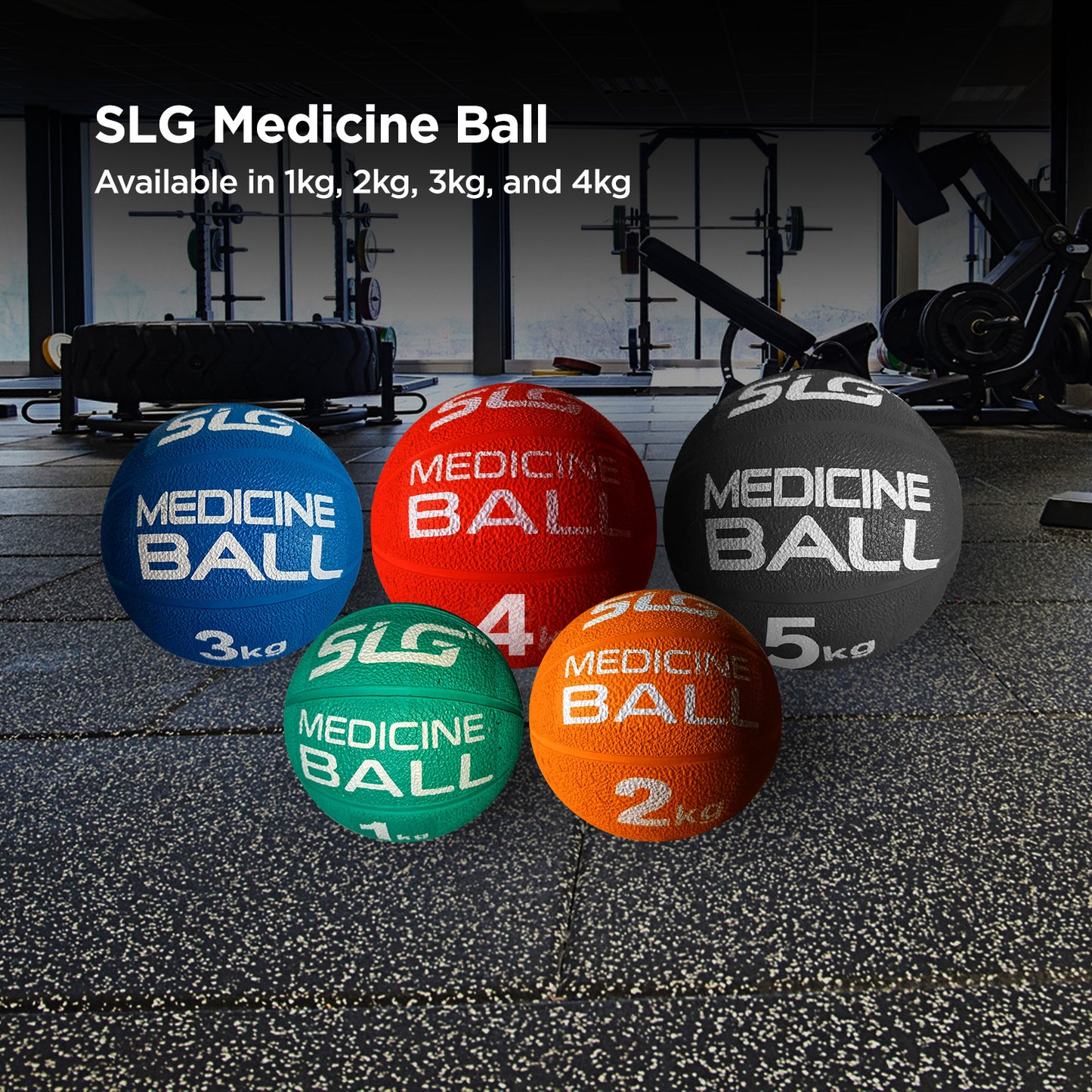 SLG Rubber Medicine/Exercise Ball -Upper & Lower Body Exercises |Fitness Ball for Strength, Balance & Core Workouts| Material:Rubber(Black, 5 Kg)