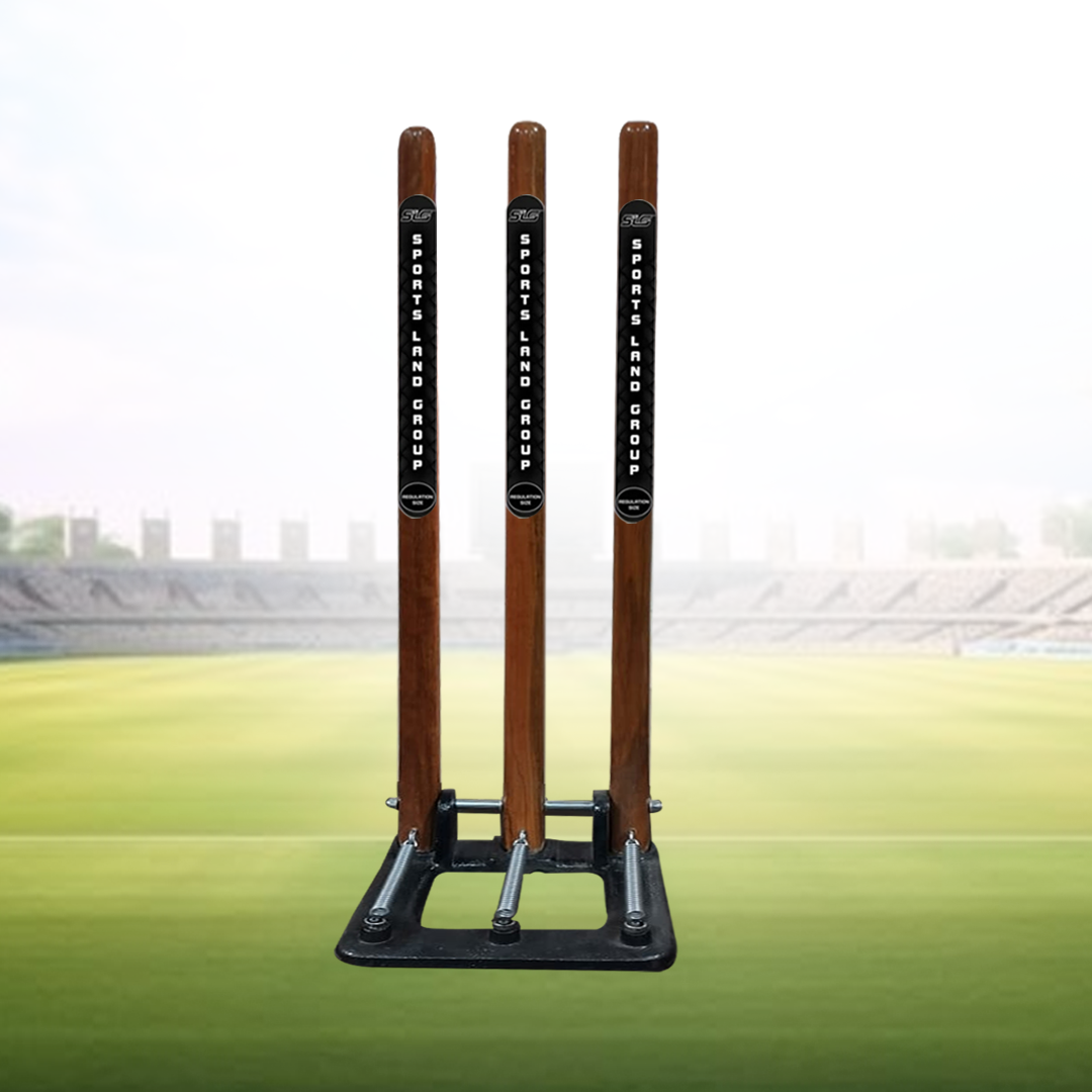 SLG Premium Sheesham Wood Cricket Stumps with Spring Back Mechanism – Natural Finish, Durable & Tournament-Grade