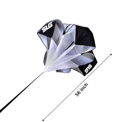 SLG 56" Sprint Training Parachute – Speed & Agility Resistance Chute for Explosive Acceleration Workouts – Black Nylon