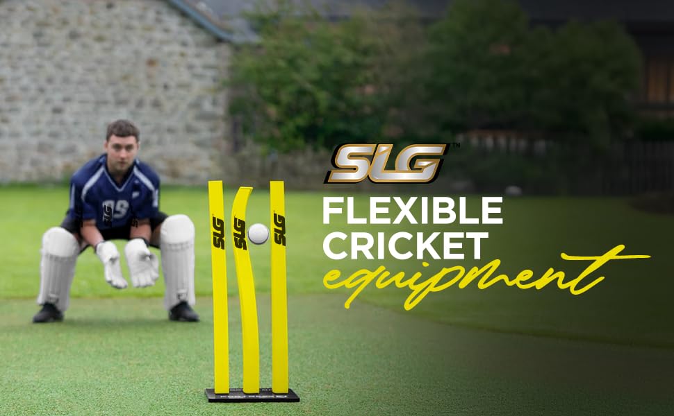 SLG Flexible Cricket Triple Stump with Base – Durable Training Equipment for Bowling & Fielding Practice (Pack of 1)