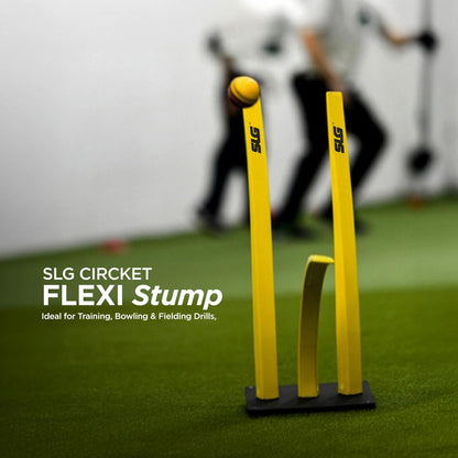 SLG Flexible Cricket Triple Stump with Base – Durable Training Equipment for Bowling & Fielding Practice (Pack of 1)