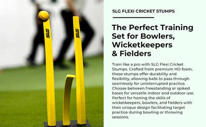 SLG Flexible Cricket Triple Stump with Base – Durable Training Equipment for Bowling & Fielding Practice (Pack of 1)