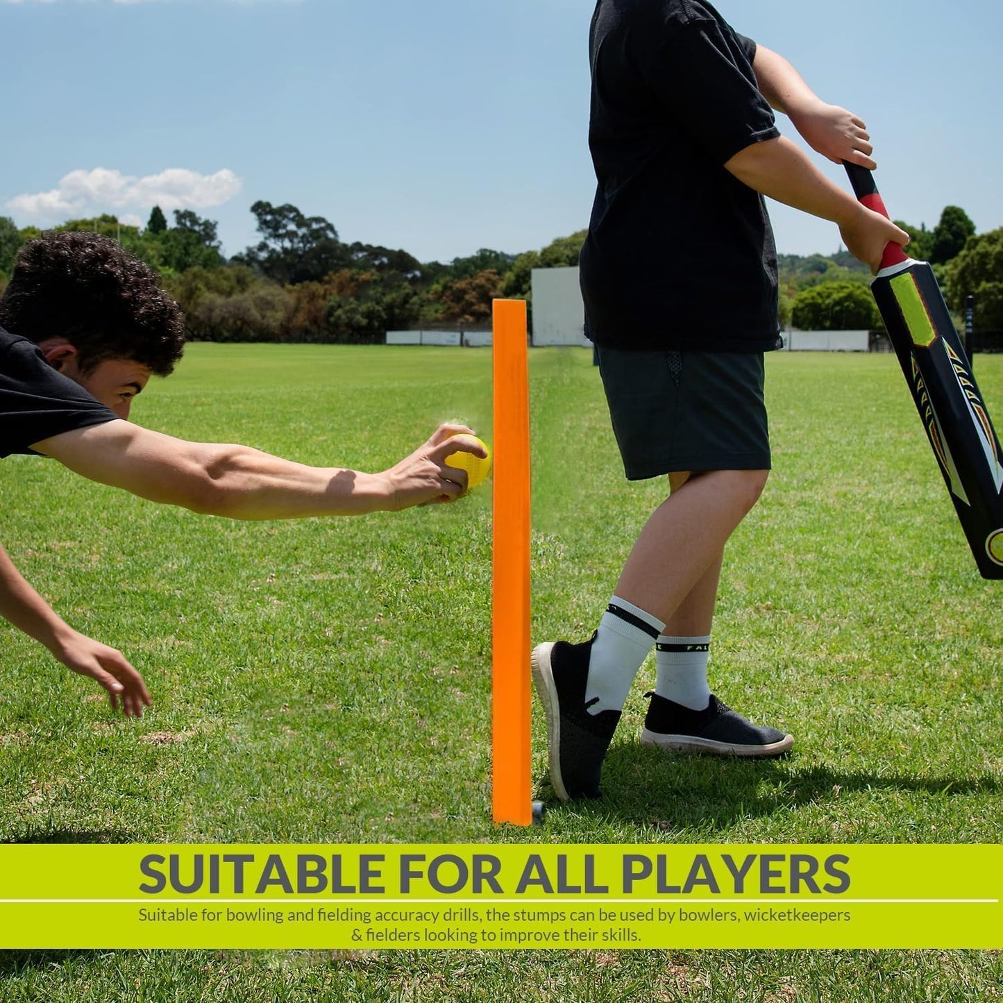 SLG Flexible Cricket Triple Stump with Base – Durable Training Equipment for Bowling & Fielding Practice (Pack of 1)