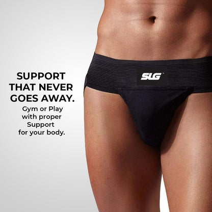 SLG Men's Sports Underwear XXL – Stretchable Cotton Supporter for Cricket, Running & Gym – Quick-Dry, Moisture-Wicking Athletic Brief – Black