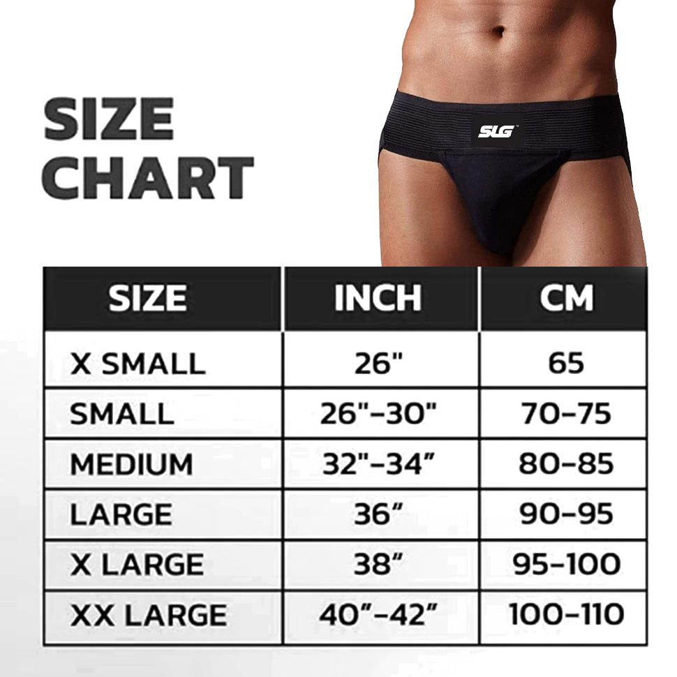SLG Men's Sports Underwear XXL – Stretchable Cotton Supporter for Cricket, Running & Gym – Quick-Dry, Moisture-Wicking Athletic Brief – Black