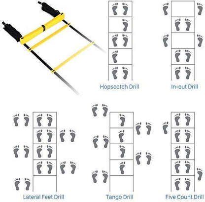 SLG Agility Training Ladder 4 Meter with Adjustable Rungs – Fluorescent Yellow Speed Ladder for Sports Fitness Footwork Exercise