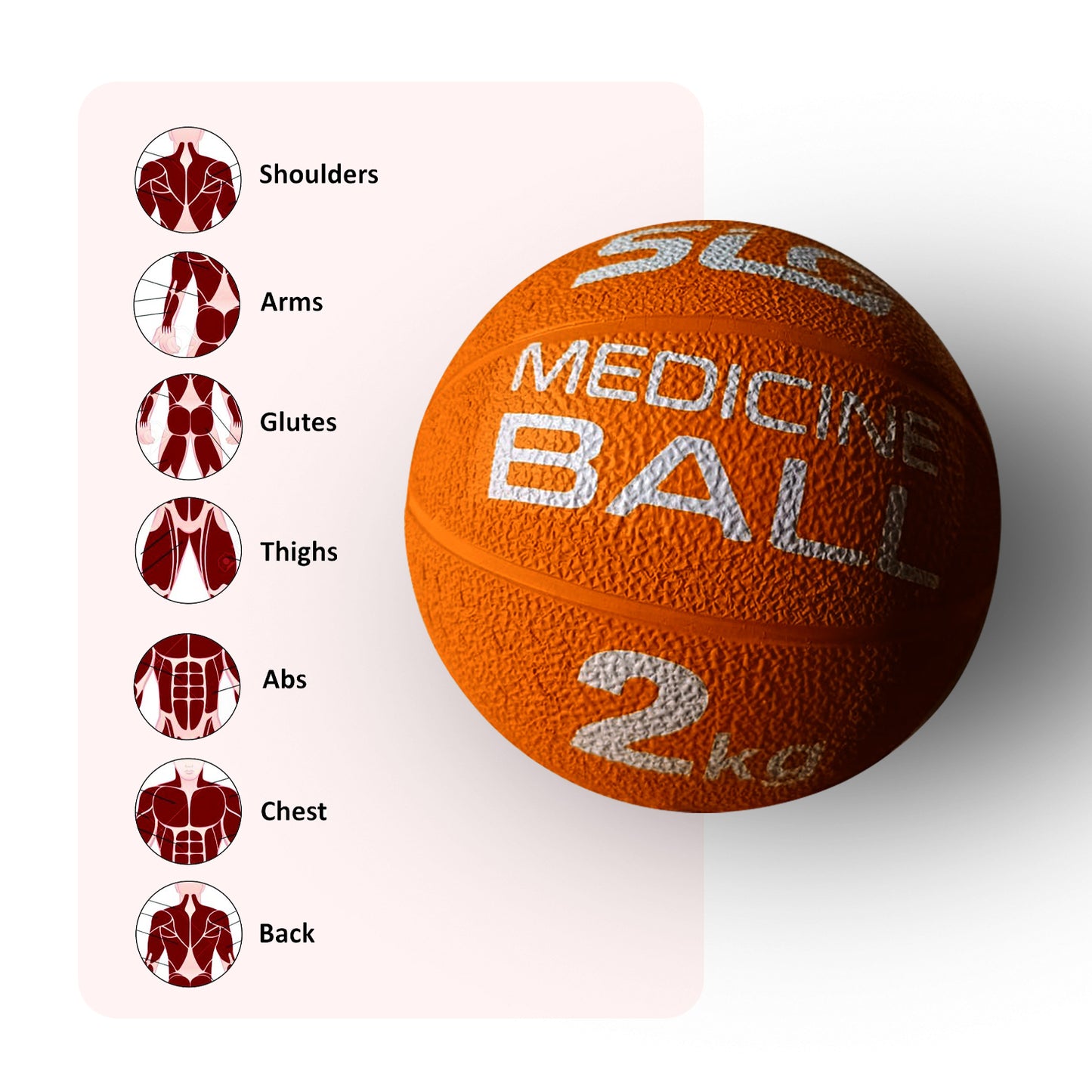 SLG Rubber Medicine/Exercise Ball -Upper & Lower Body Exercises |Fitness Ball for Strength, Balance & Core Workouts| Material:Rubber(Orange, 2 kg)